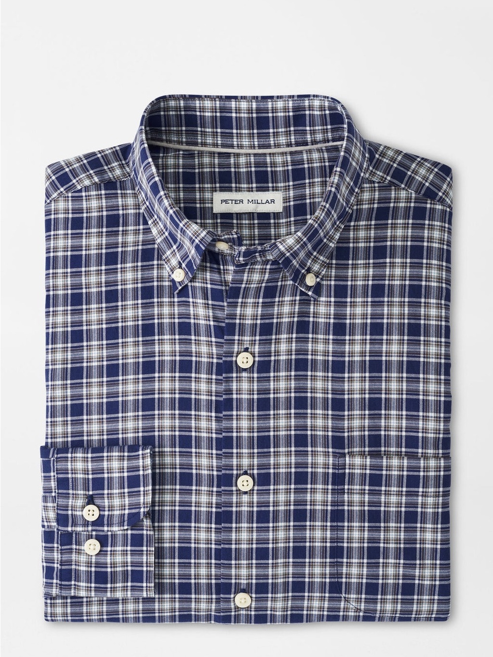 Peter Millar Plaid Cotton Sports Shirt in Navy
